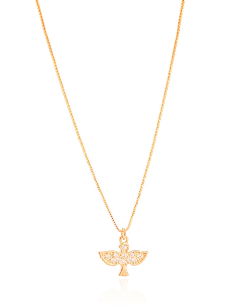 Gargantilha Veneziana Espírito Santo Cravejado Cristal Banhado a Ouro 18K - 55 cm