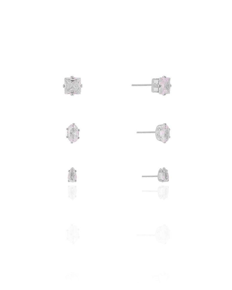 Trio Geométrico Cristal Ródio Branco