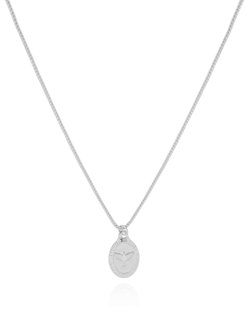 Gargantilha Veneziana Pomba da Paz Ródio Branco - 40 cm