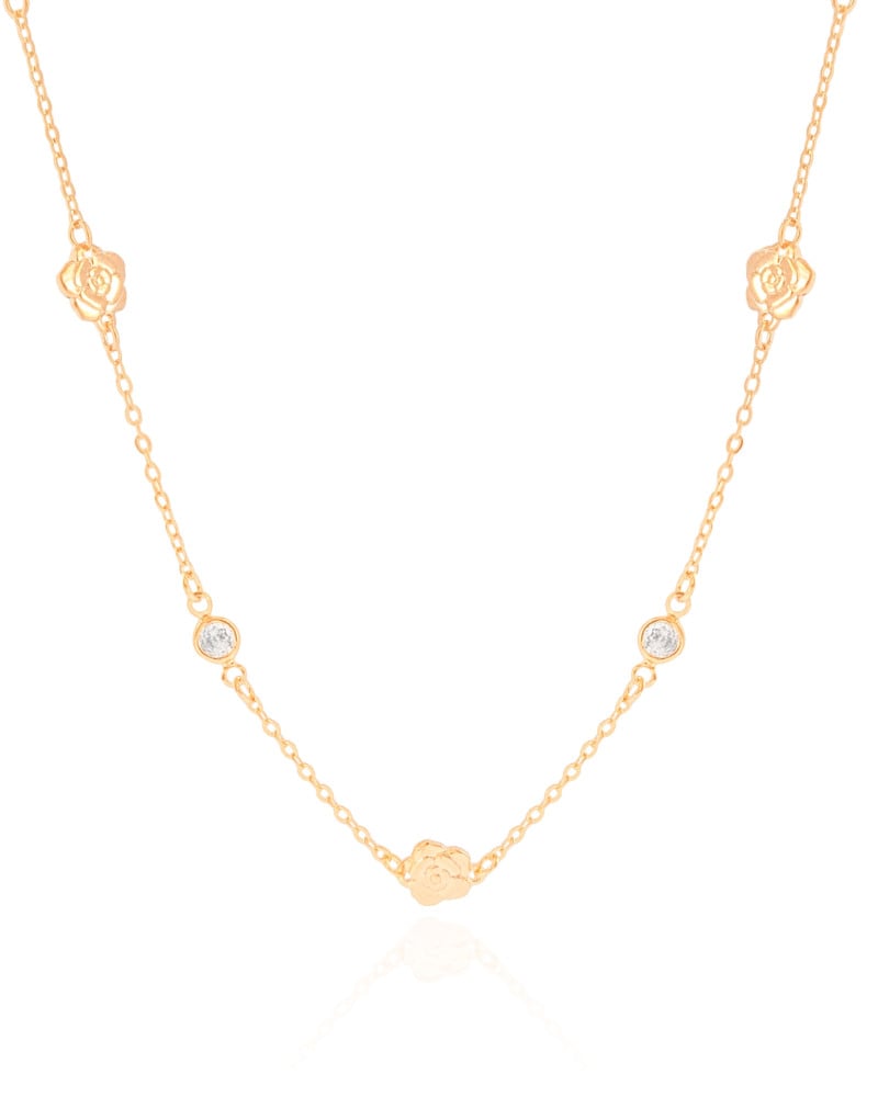 Choker Flores Pontos de Luz Cristal Banhado a Ouro 18K