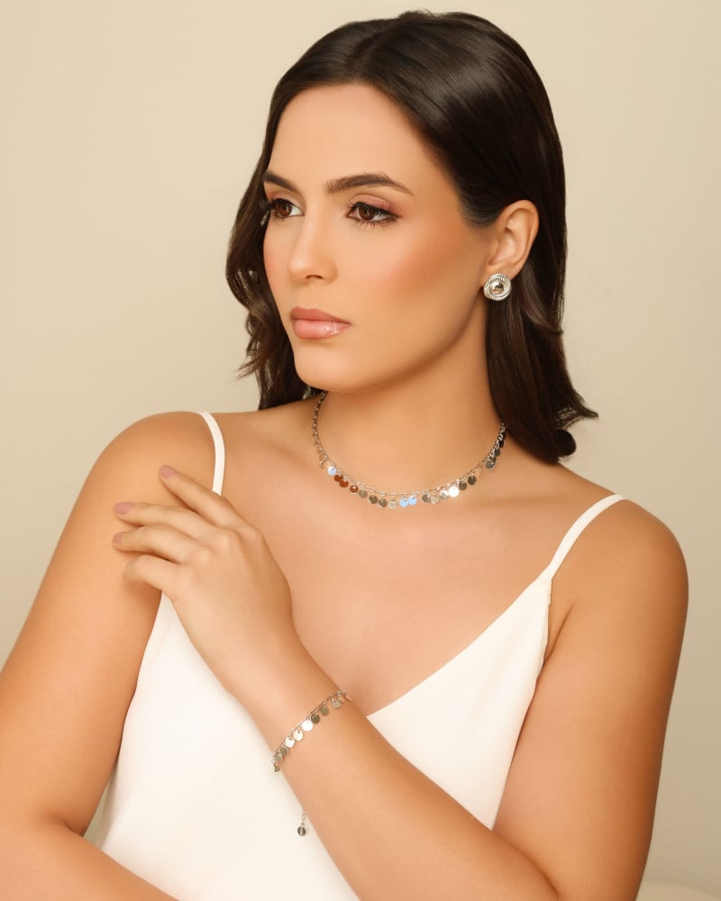 Pulseira Plaquinhas Lisas 6 mm Ródio Branco