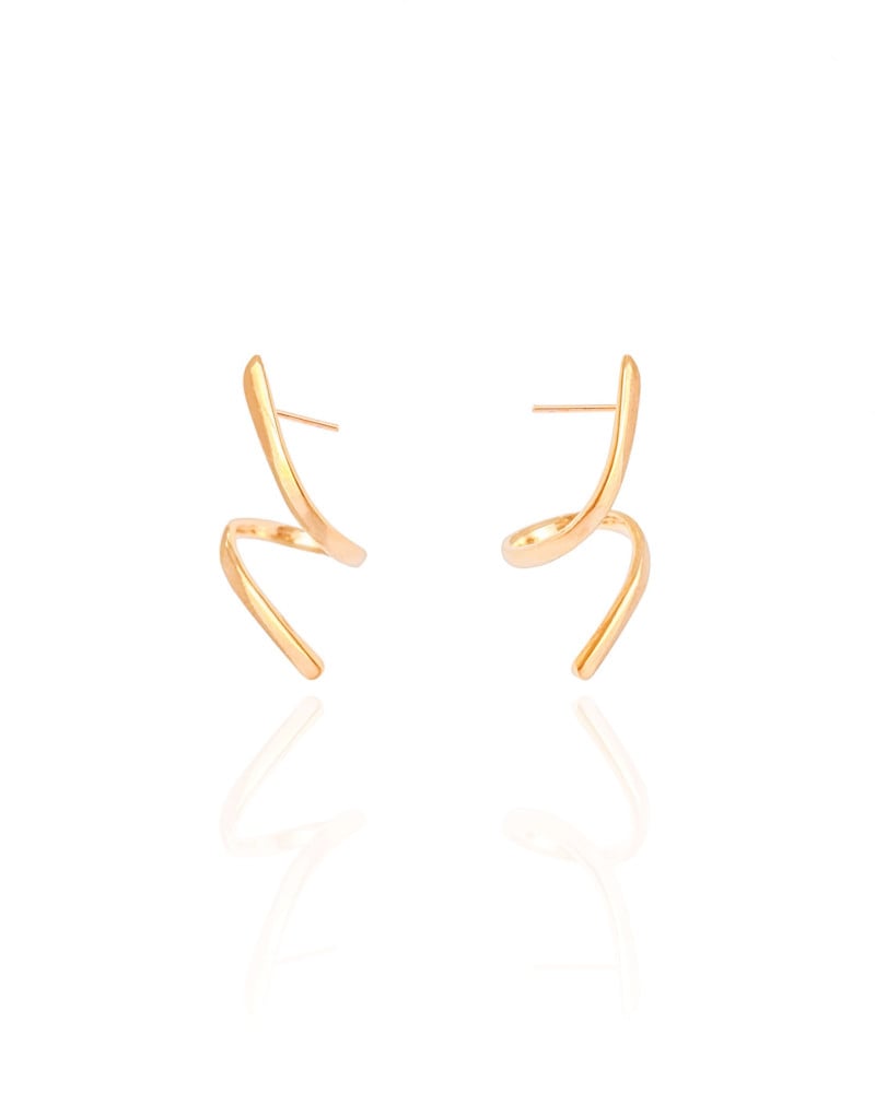 Brinco Orgânico Espiral Liso 2.7 cm Banhado a Ouro 18K