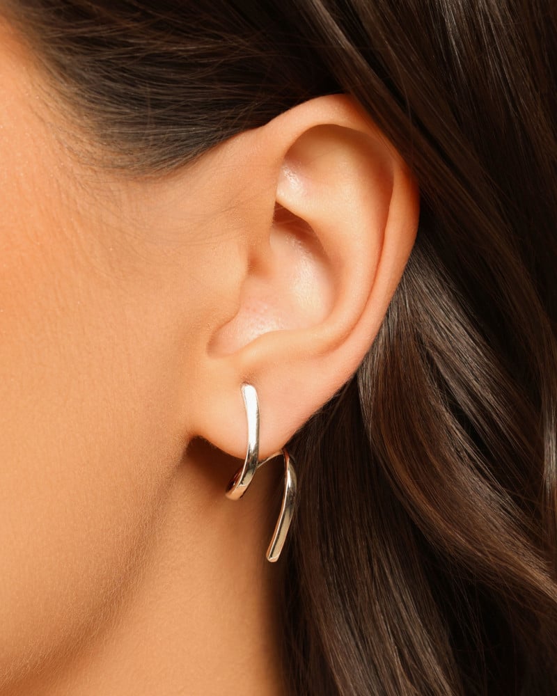 Brinco Orgânico Espiral Liso 2.7 cm Ródio Branco