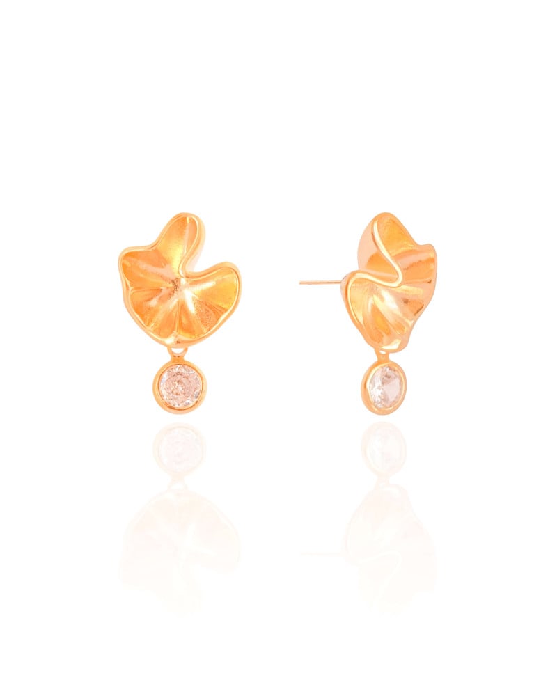Brinco Orgânico Ponto de Luz Cristal  2.5 cm Banhado a Ouro 18K
