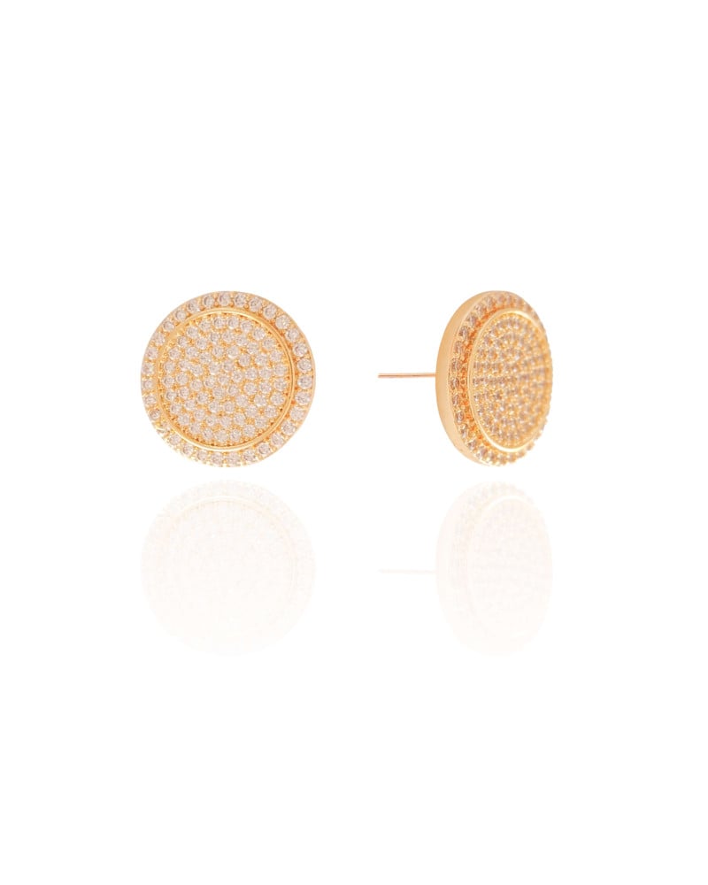 Brinco Redondo Cravejado Cristal 1.8 cm Banhado a Ouro 18K