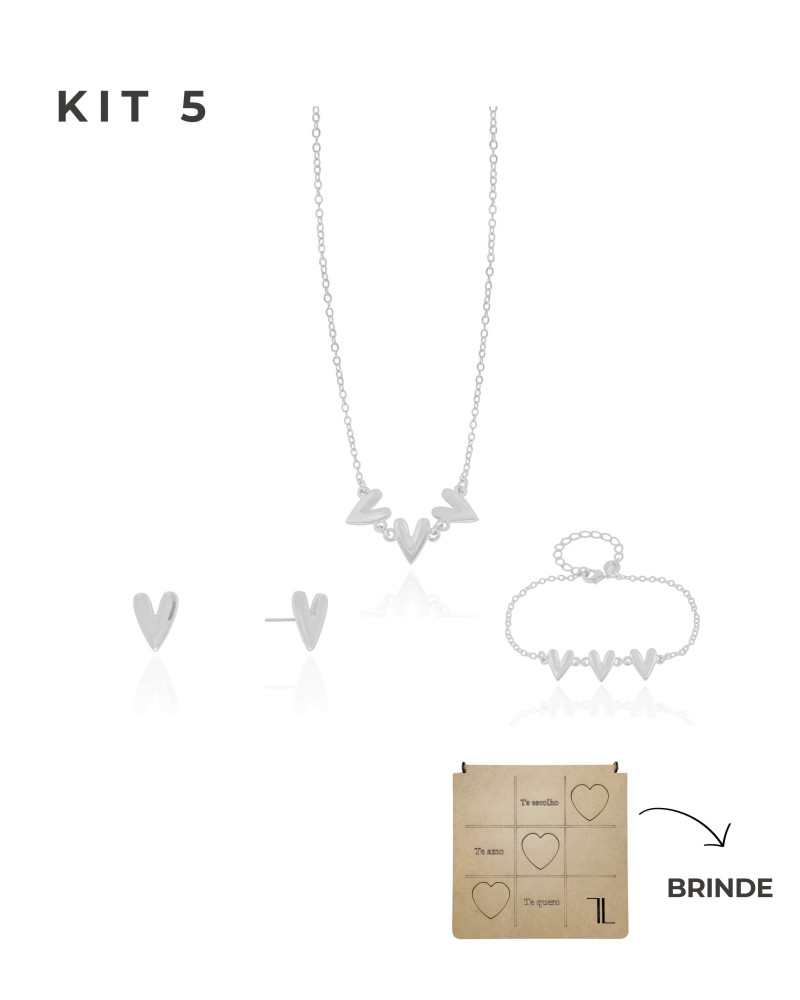 KIT 5 Banho Ródio Branco