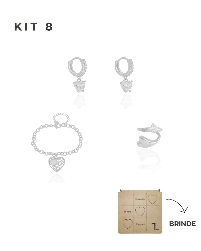 KIT 8 Banho Ródio Branco