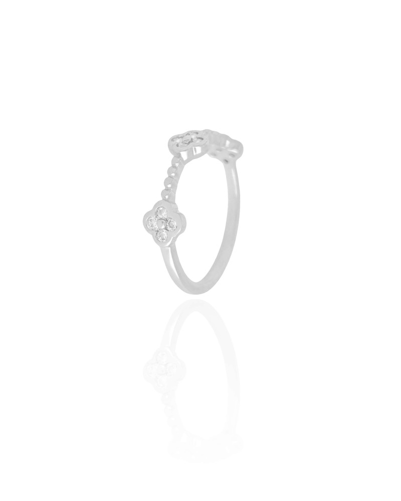 Anel Trevo Cristal Tamanho 18 Ródio Branco