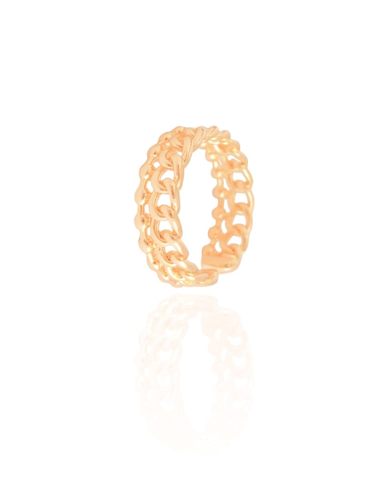 Anel Ajustável Elos Bolinhas Tamanho G Banhado a Ouro 18K