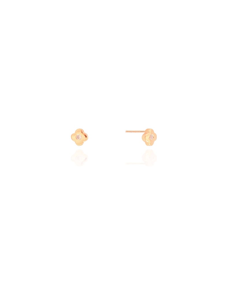 Brinco Flor Ponto de Luz Cristal 5 mm Banhado a Ouro 18K