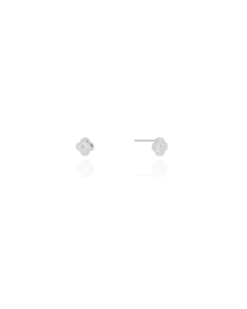Brinco Flor Ponto de Luz Cristal 5 mm Ródio Branco