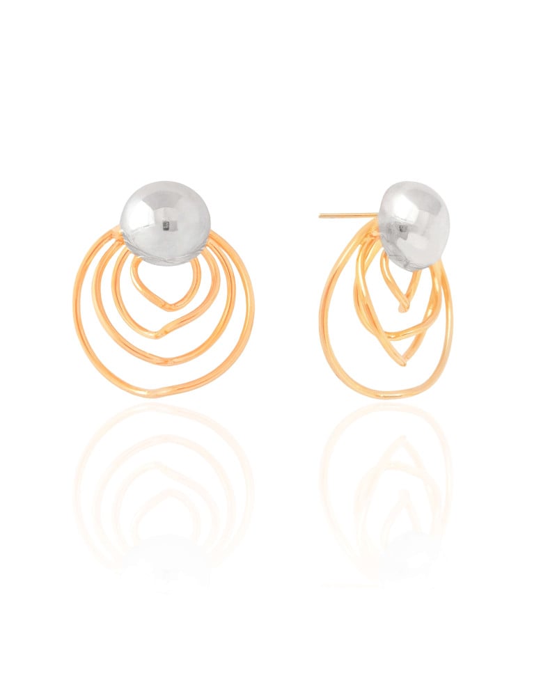 Brinco Espiral Orgânico Mix de Banhos 2.6 cm Banhado a Ouro 18K