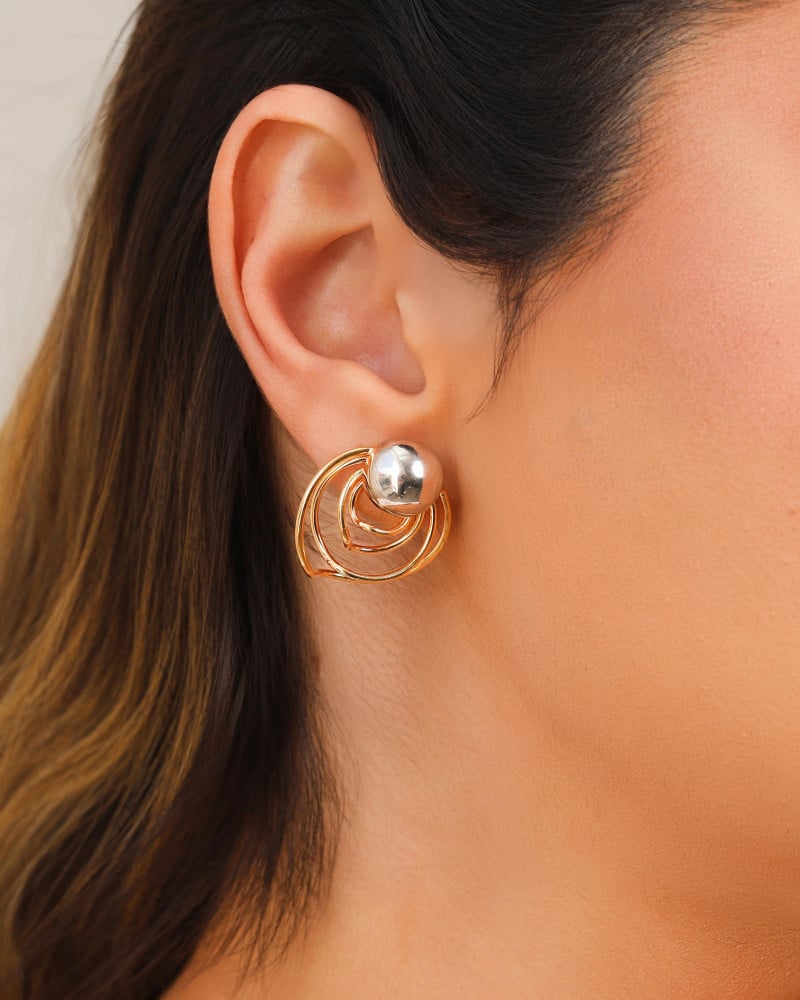 Brinco Espiral Orgânico Mix de Banhos 2.6 cm Banhado a Ouro 18K