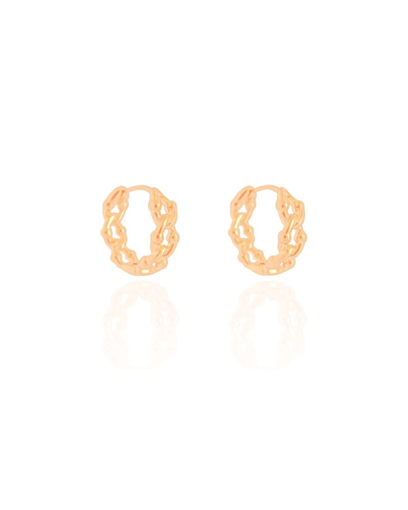Brinco Argola Click Elos Bolinhas 1.5 cm Banhado a Ouro 18K