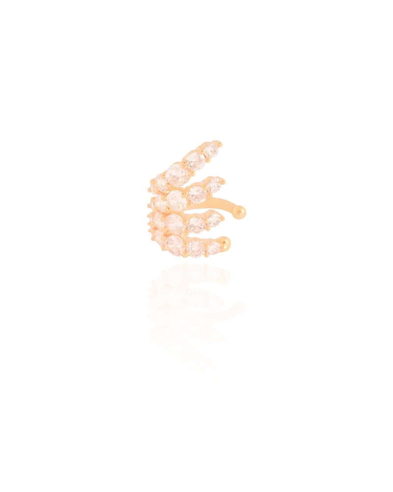 Piercing Filetes Pontos de Luz Cristal Banhado a Ouro 18K