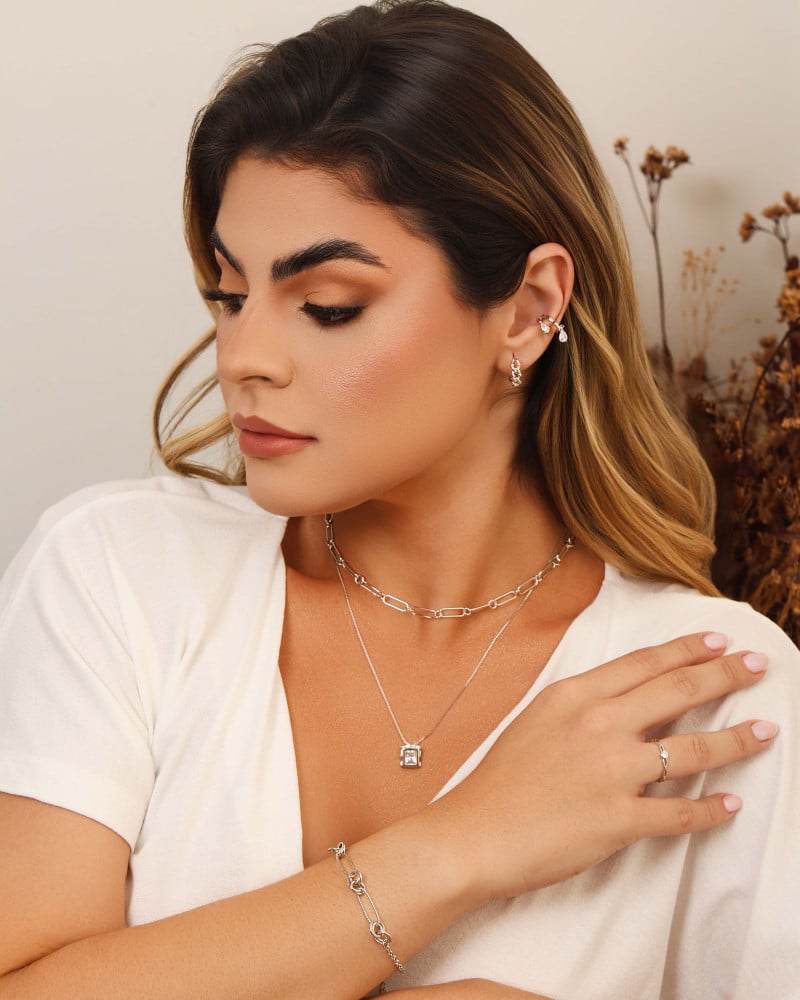 Pulseira Elos Entrelaçados Ródio Branco