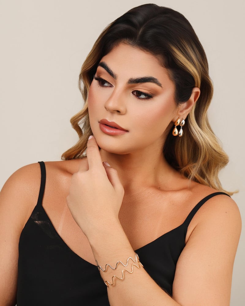 Bracelete Ondas 1.2 cm Banhado a Ouro 18K