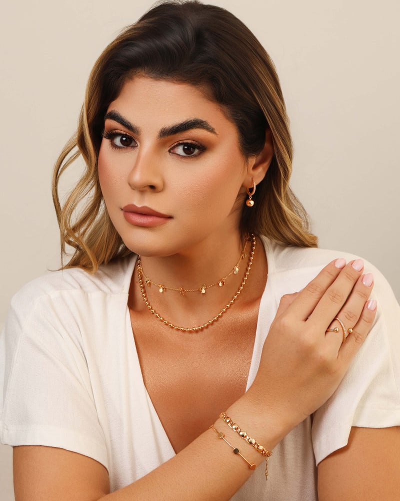 Bracelete Bolas Achatadas Lisas Banhado a Ouro 18K