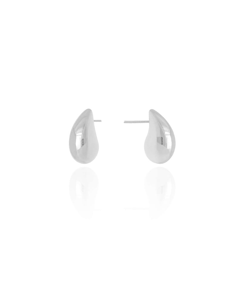 Brinco Gota Lisa Abs 1.6 cm Ródio Branco