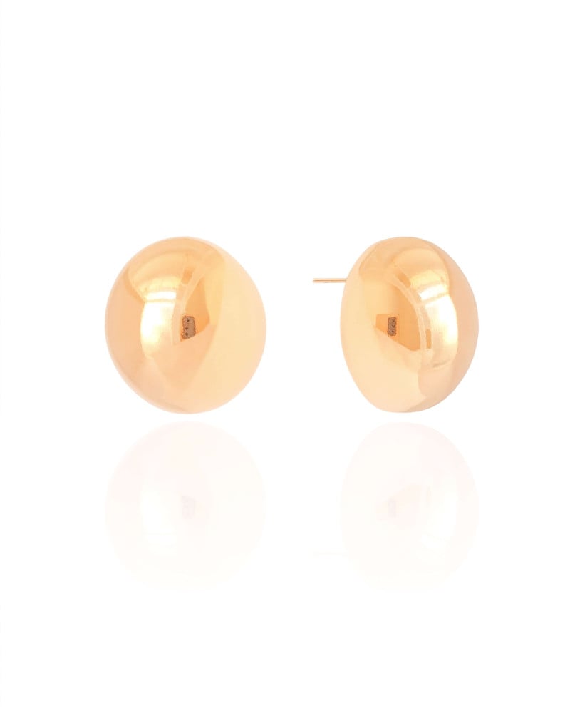 Brinco Oval Abaulado Liso 2.2 cm Banhado a Ouro 18K