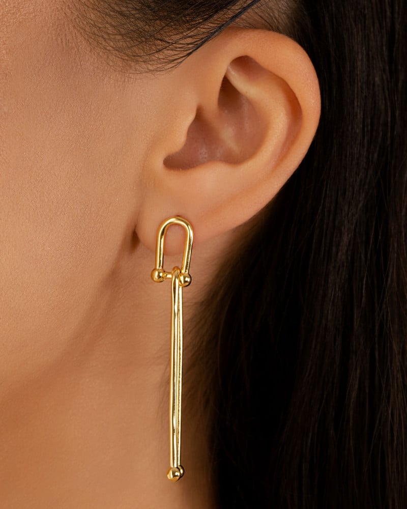 Brinco Elos U Balanço 6.0 cm Banhado a Ouro 18K