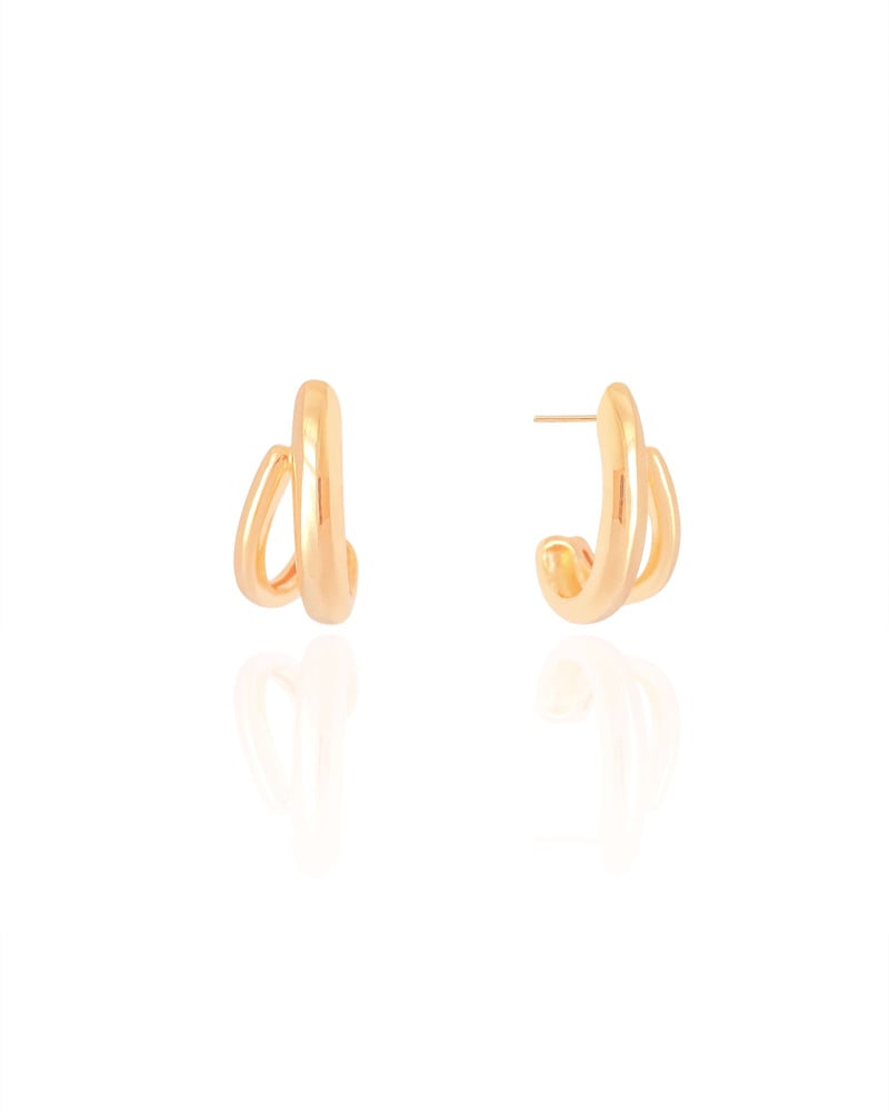 Brinco Argola Dois Filetes Lisos 2.1 cm Banhado a Ouro 18K