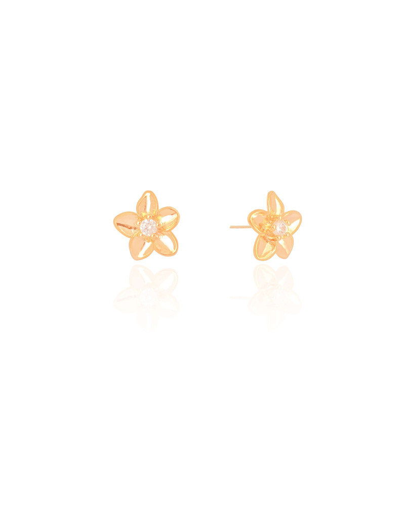 Brinco Flor Ponto de Luz Cristal 1.2 cm Banhado a Ouro 18K