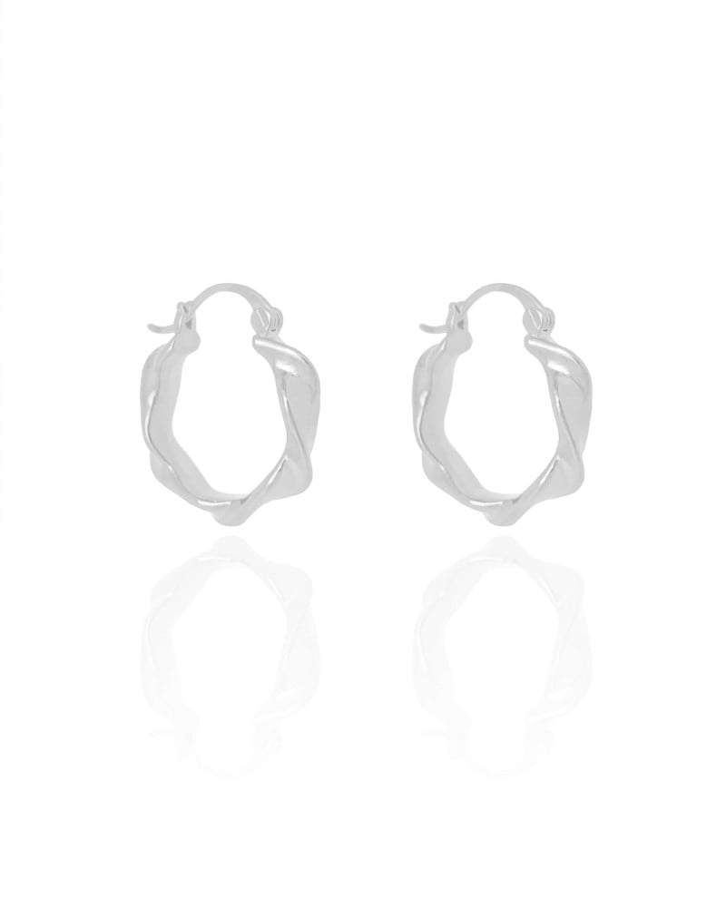 Brinco Argola Torcida Fecho Italiano 2.2 cm Ródio Branco