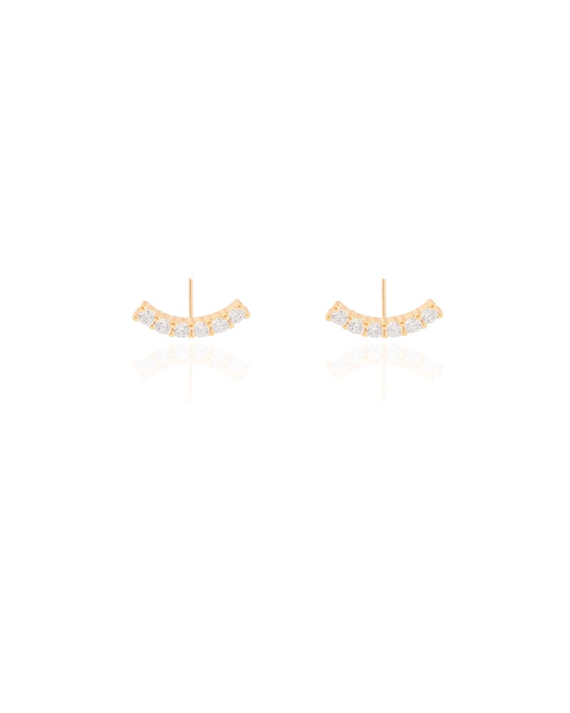 Ear Cuff Cravejado Cristal 1.3 cm Banhado a Ouro 18K