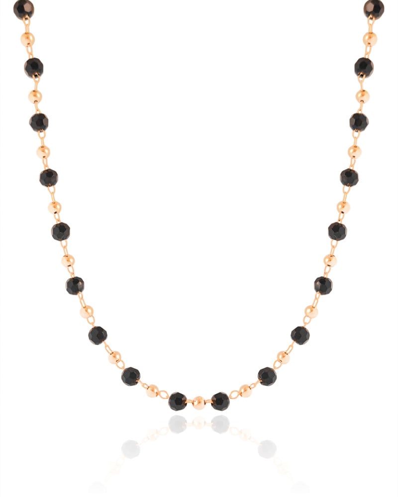 Choker Bolas Geométricas Pretas e Lisas Douradas Banhado a Ouro 18K