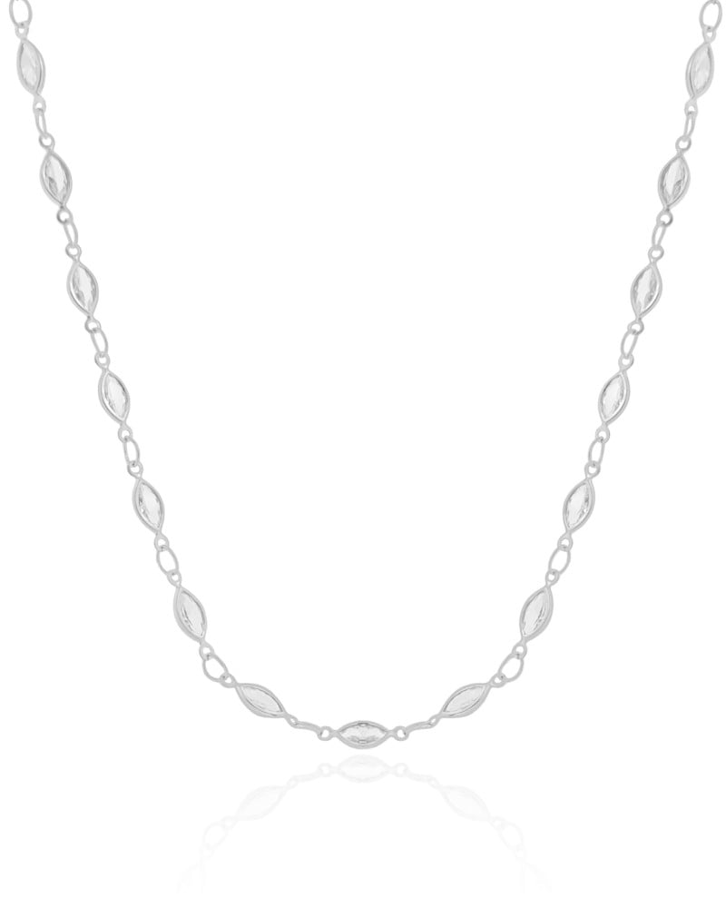 Choker Navetes Cristal Ródio Branco