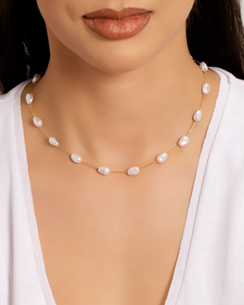 Gargantilha Elos Pérolas Barrocas Banhado a Ouro 18K - 40 cm