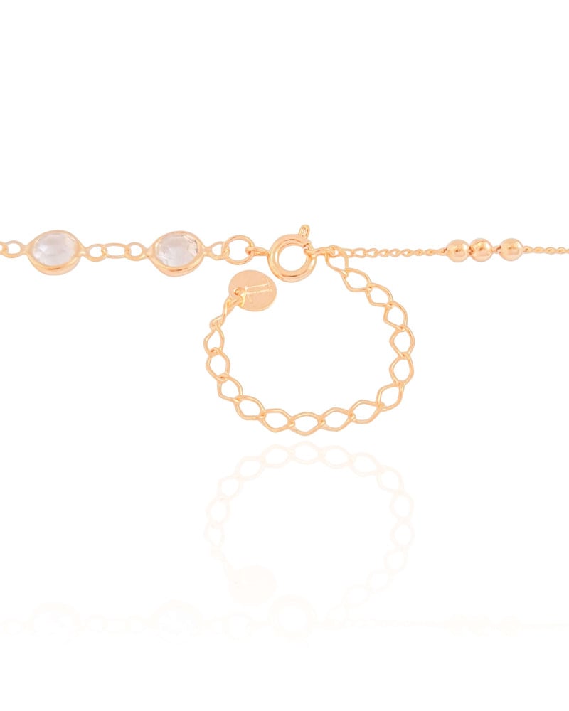 Gargantilha Longa Pontos de Luz Cristal Bolinhas Lisas Banhado a Ouro 18K - 80 cm