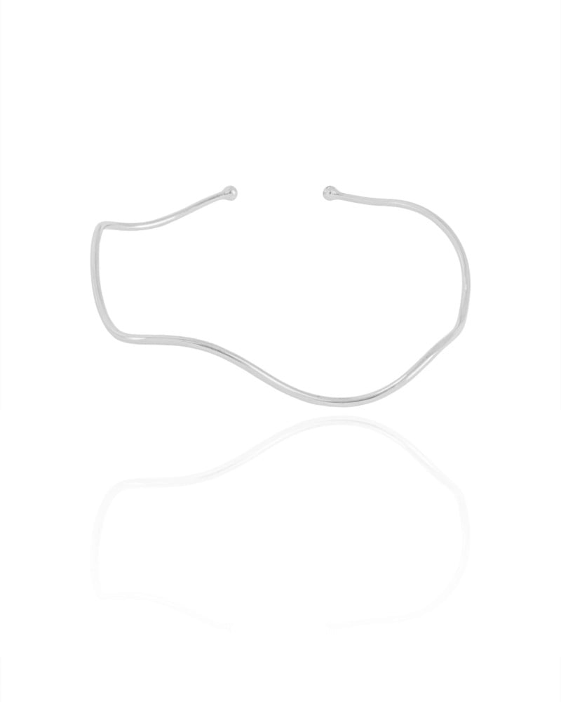 Bracelete Fio Ondas 1 mm Ródio Branco