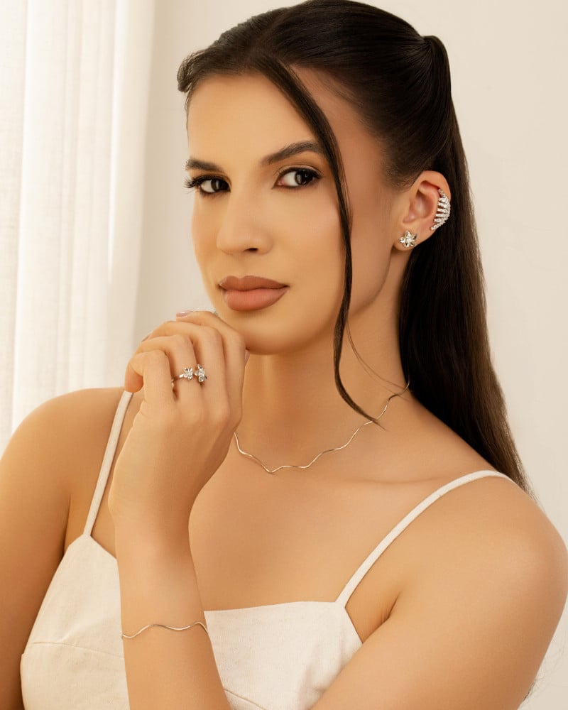 Bracelete Fio Ondas 1 mm Ródio Branco