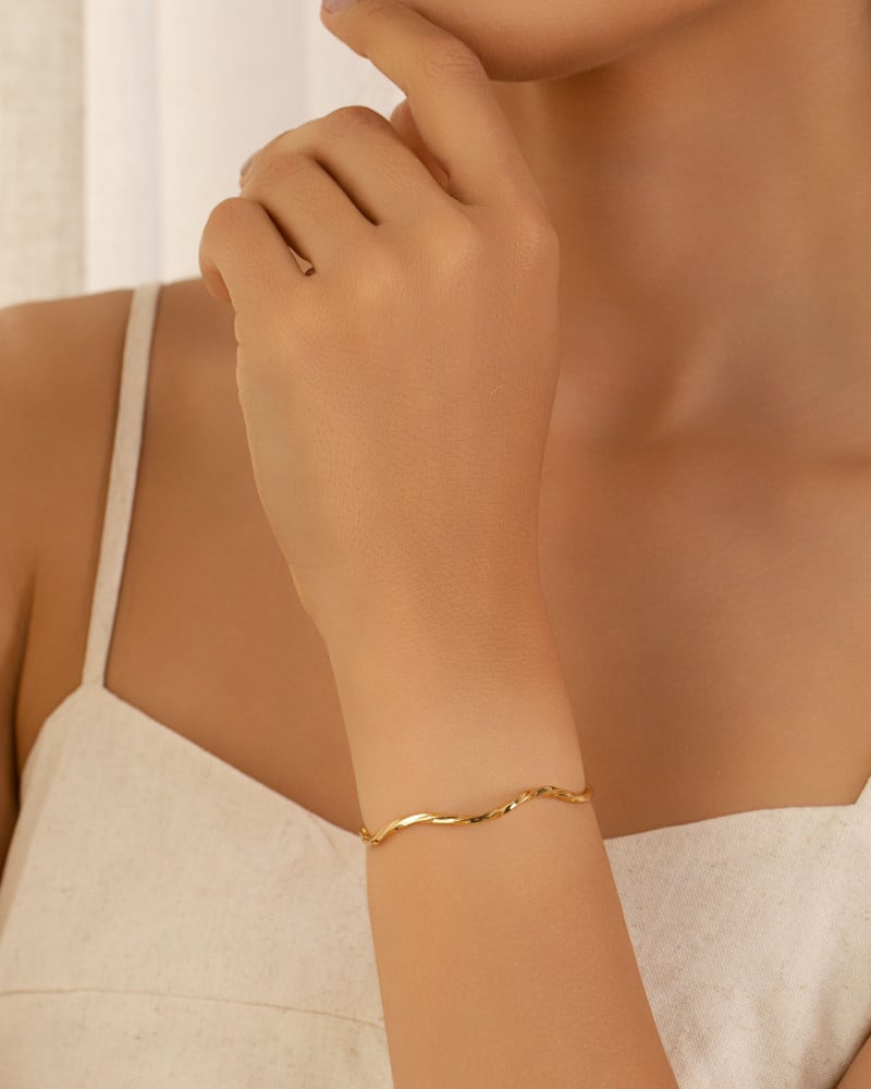Bracelete Fio Quadrado Torcido 2 mm Banhado a Ouro 18K