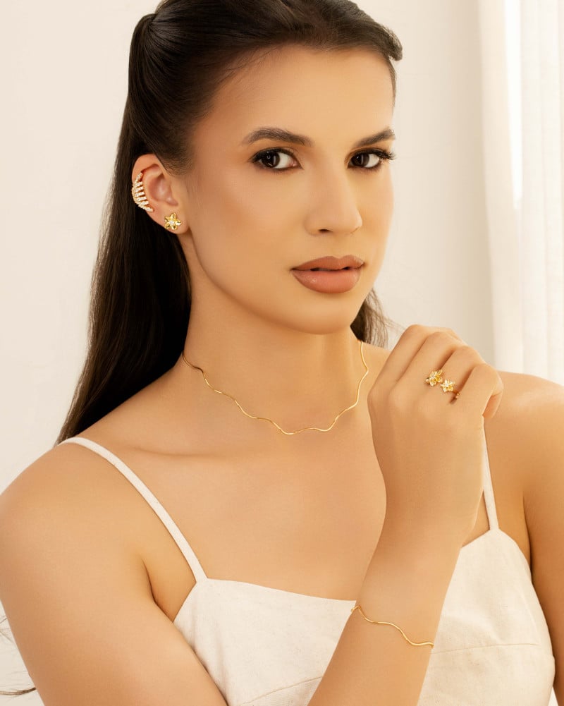 Aro Fio Ondas Banhado a Ouro 18K