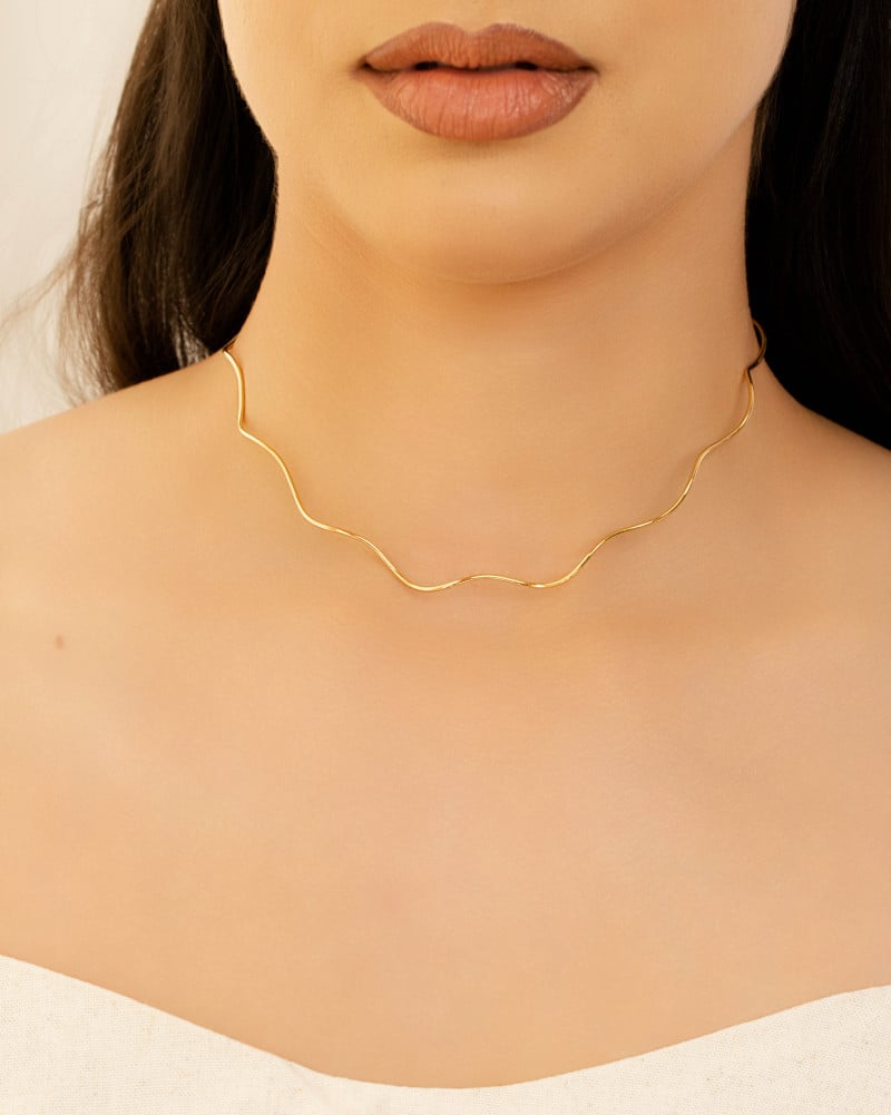 Aro Fio Ondas Banhado a Ouro 18K