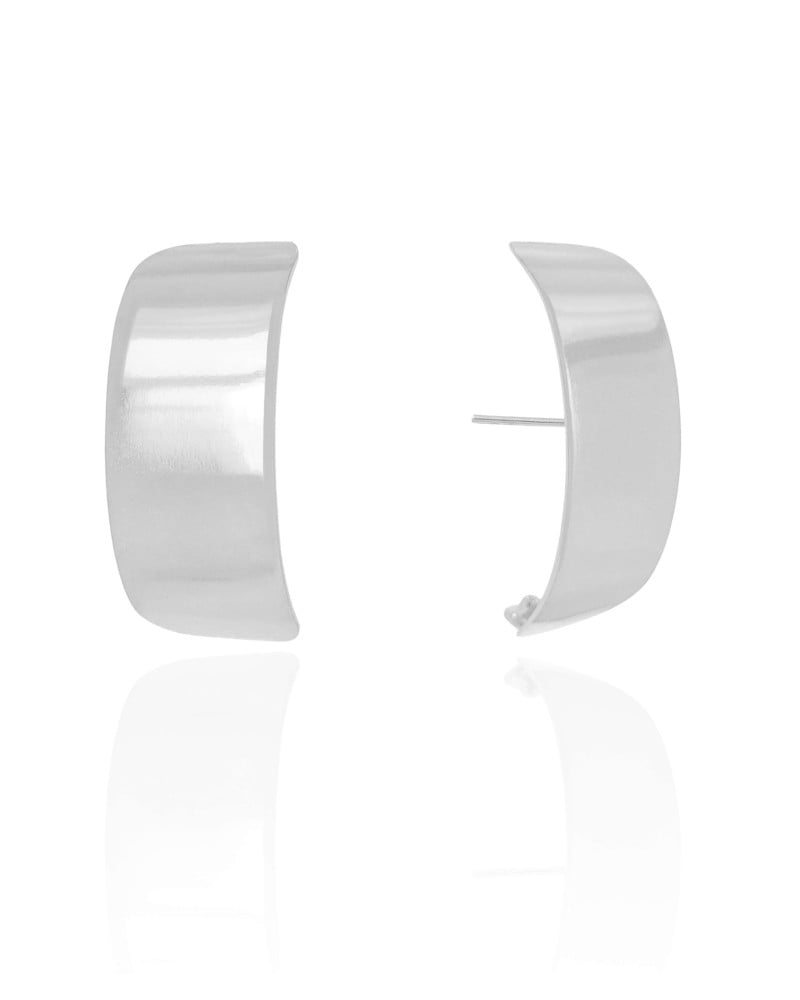 Ear Hook Liso 3.2 cm Flat Ródio Branco