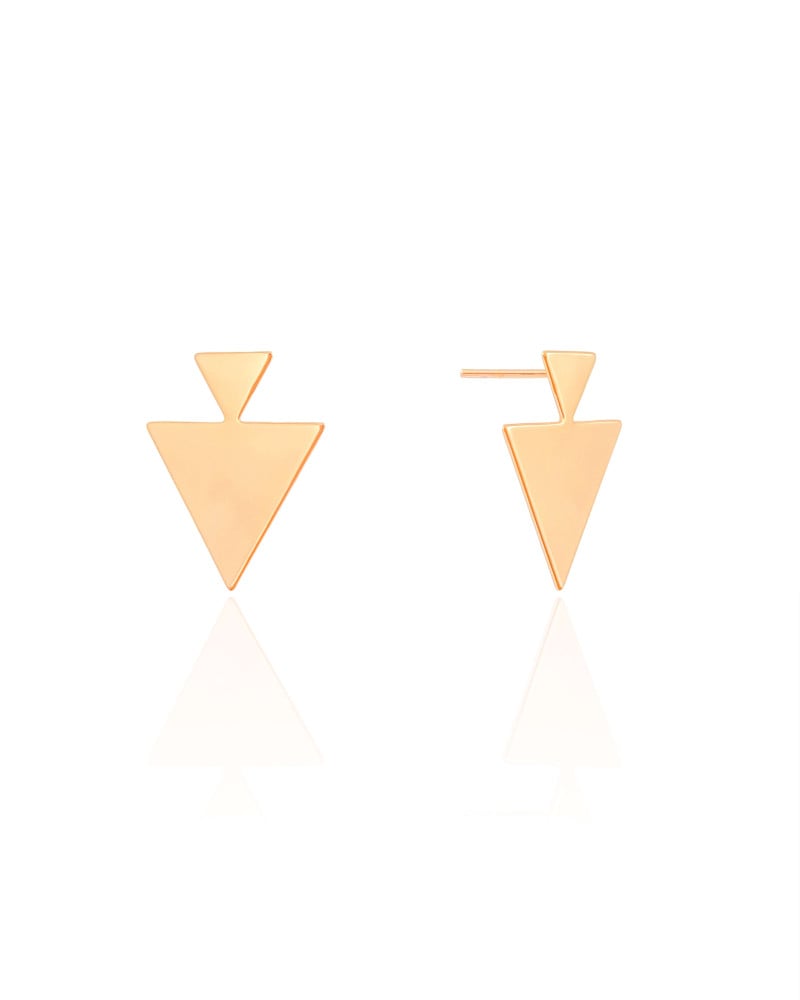Brinco Triângulo Duplo Liso 2.1 cm Banhado a Ouro 18K