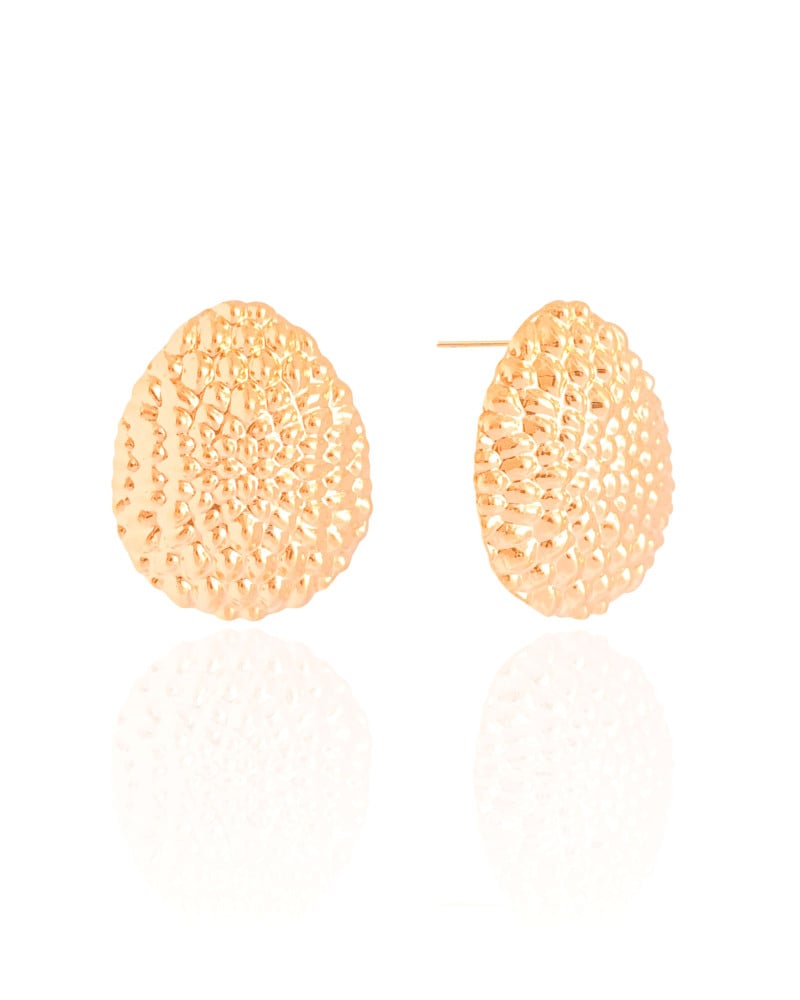 Brinco Gota Texturizada 2.9 cm Banhado a Ouro 18K
