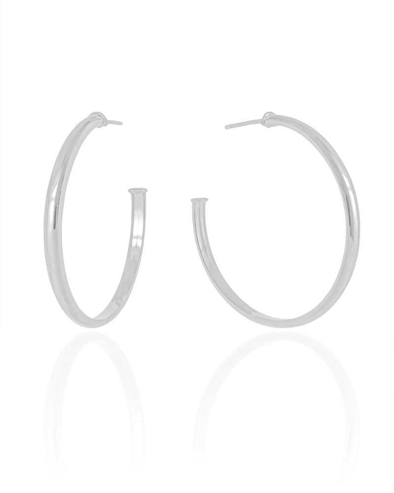 Brinco Argola Lisa 4.0 cm Ródio Branco