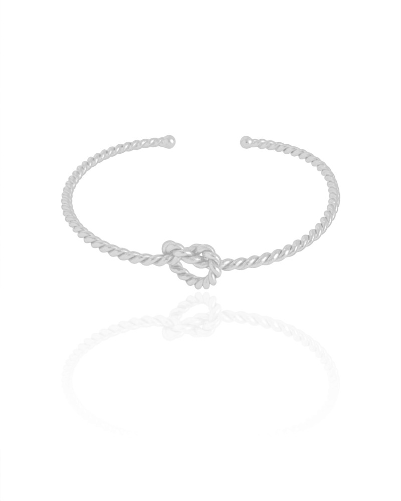 Bracelete Torcido Nó 9 mm Ródio Branco