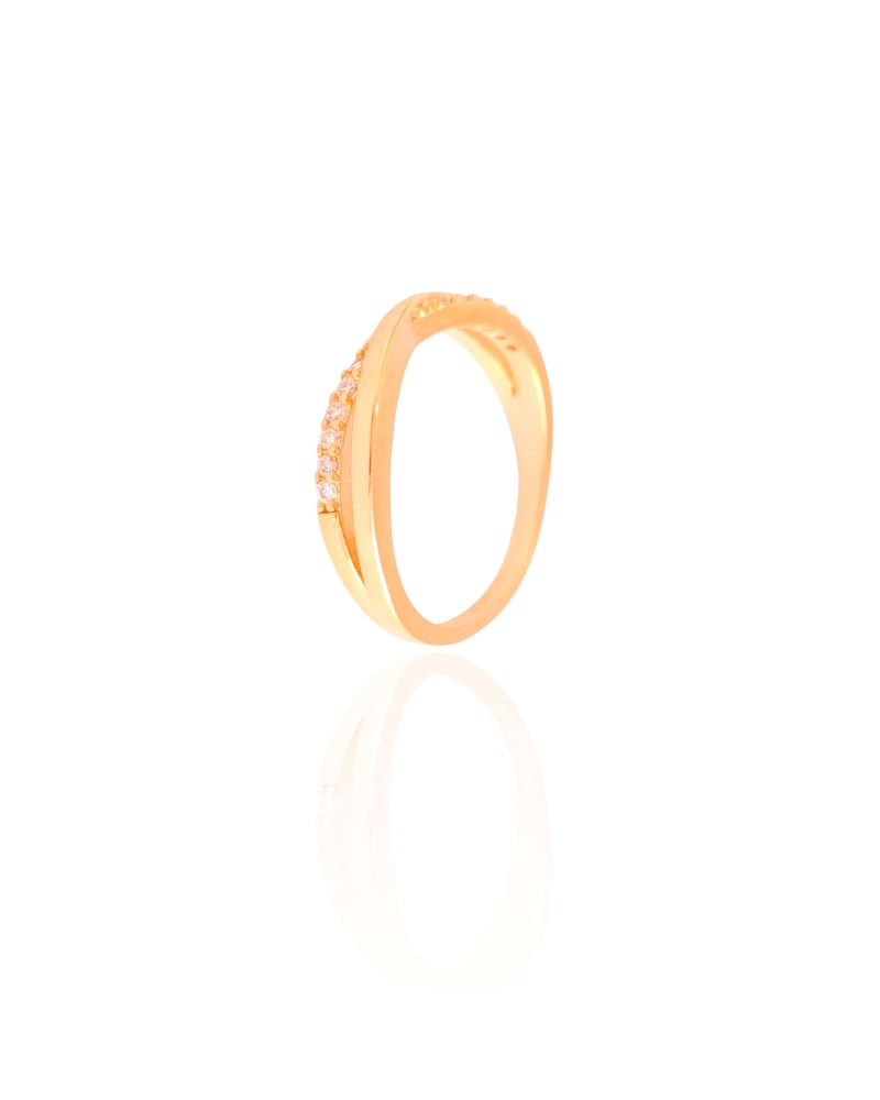 Anel X Cravejado Cristal Tamanho 15 Banhado a Ouro 18K