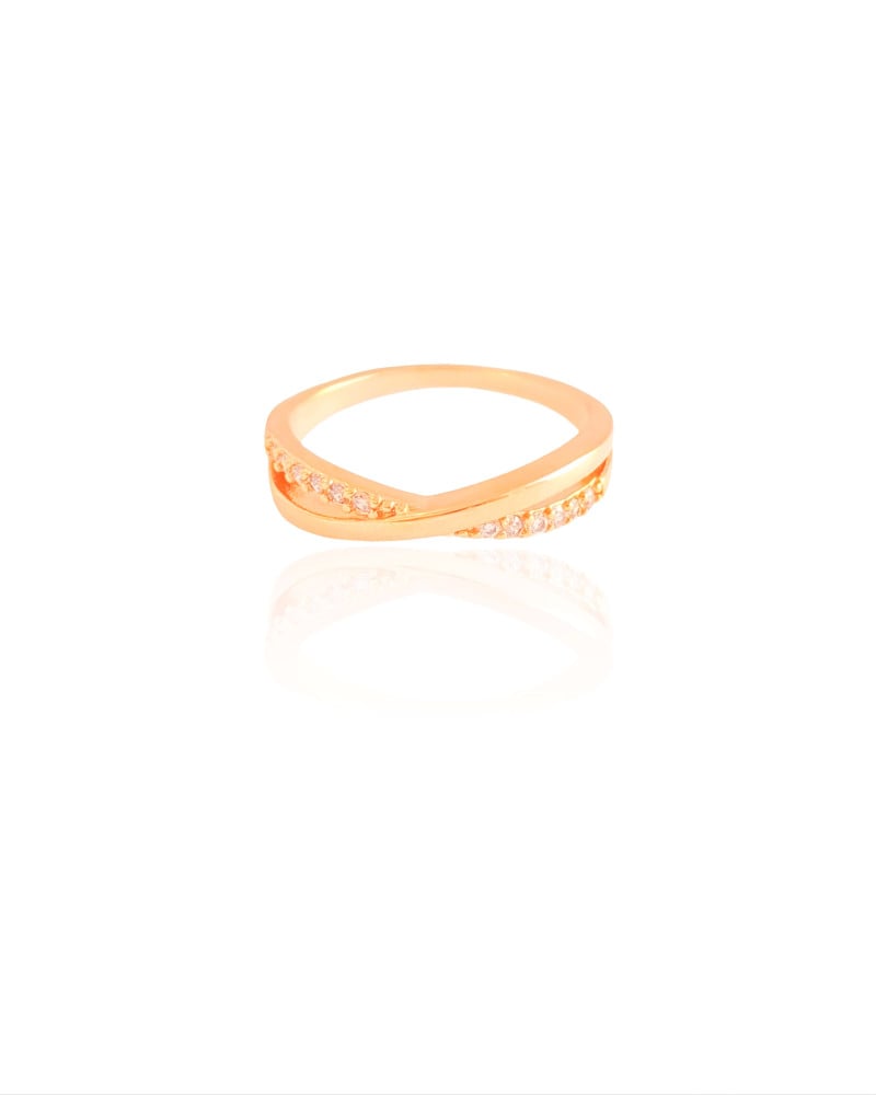 Anel X Cravejado Cristal Tamanho 17 Banhado a Ouro 18K