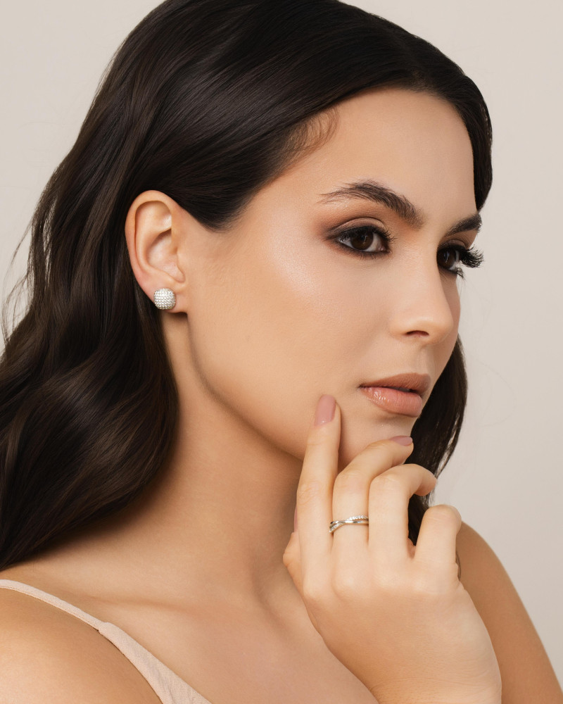 Anel X Cravejado Cristal Tamanho 17 Ródio Branco