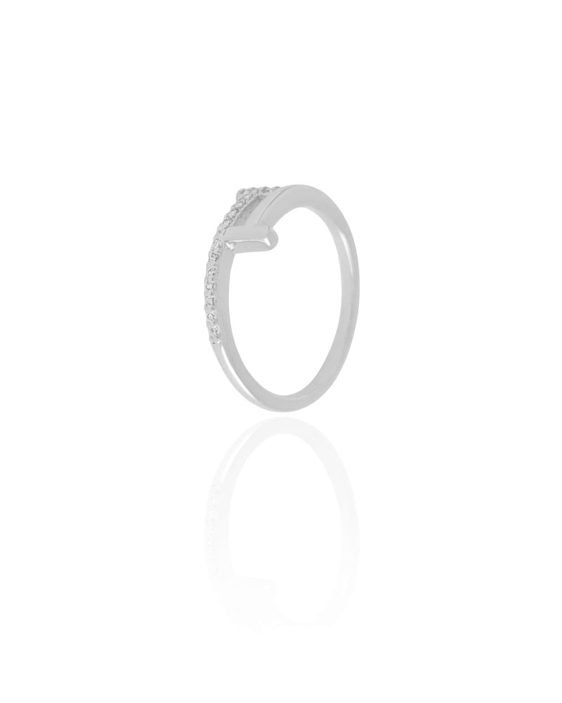 Anel T Cravejado Cristal Tamanho 18 Ródio Branco