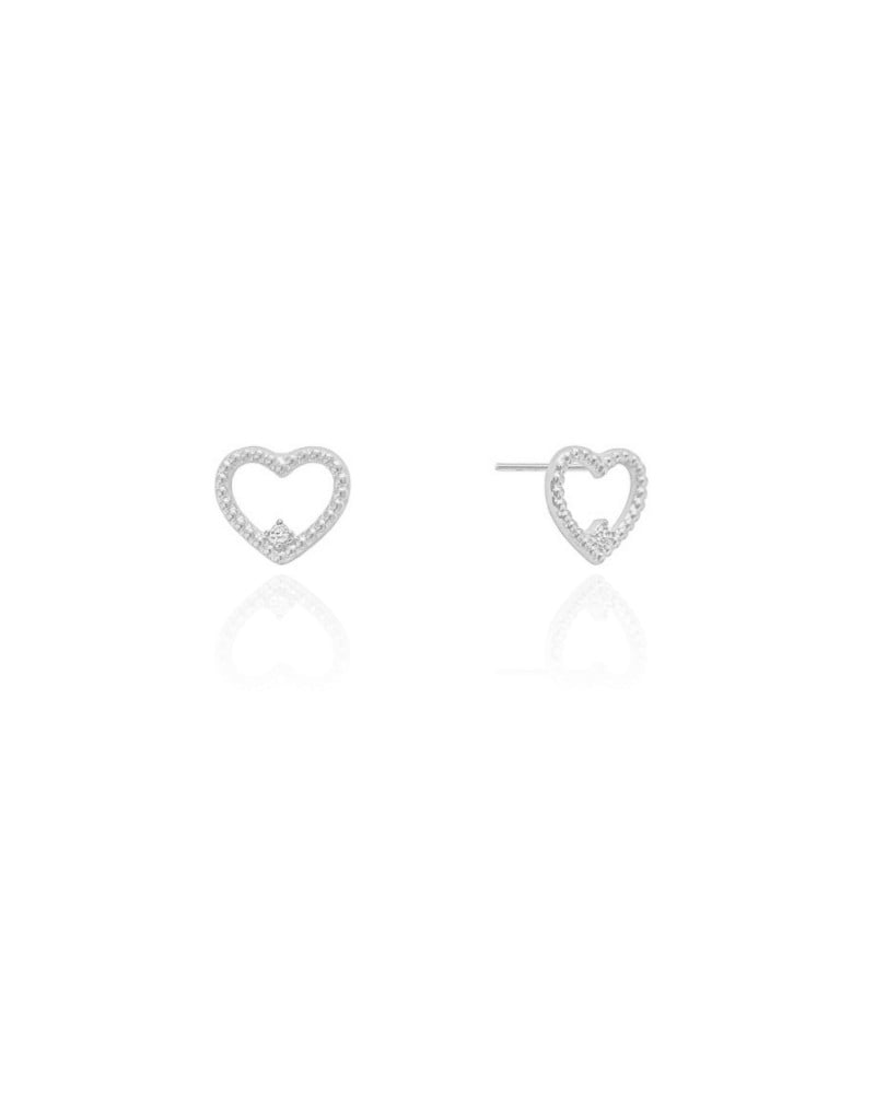 Brinco Coração Ponto de Luz Cristal 1.0 cm Ródio Branco