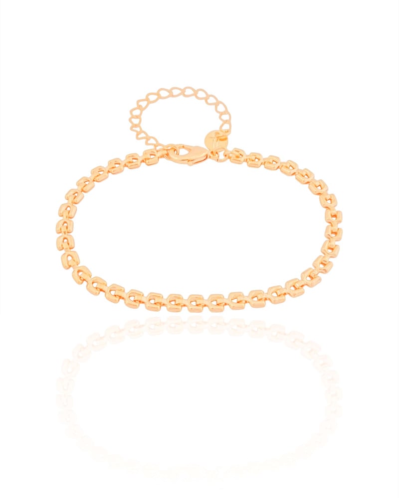 Pulseira Elos Duplos Quadrados 4 mm Banhado a Ouro 18K