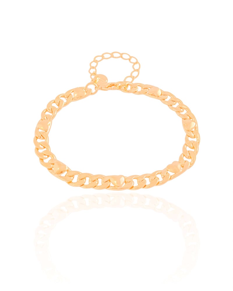 Pulseira Grumet Corações Lisos Banhado a Ouro 18K
